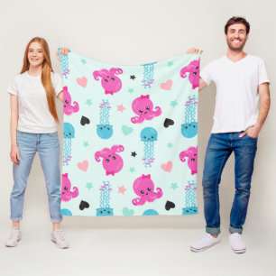 Meerestiere, Meeresleben, Oktopus, Quallen, Herzen Fleecedecke