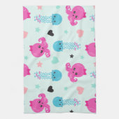 Meerestiere, Meeresleben, Oktopus, Quallen, Herzen Geschirrtuch (Vertikal)