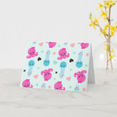 Meerestiere, Meeresleben, Oktopus, Quallen, Herzen Karte (Gelbe Blume)