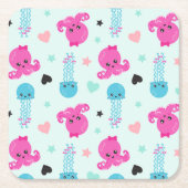 Meerestiere, Meeresleben, Oktopus, Quallen, Herzen Rechteckiger Pappuntersetzer (Vorderseite)