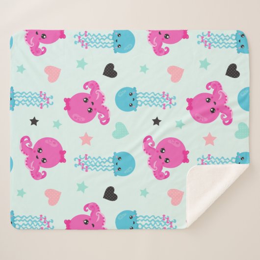 Meerestiere, Meeresleben, Oktopus, Quallen, Herzen Sherpadecke (Vorderseite (Horizontal))