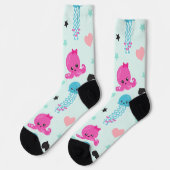 Meerestiere, Meeresleben, Oktopus, Quallen, Herzen Socken (Linkes Detail)