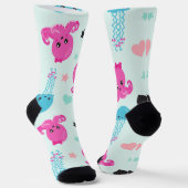 Meerestiere, Meeresleben, Oktopus, Quallen, Herzen Socken (Gewinkelt)