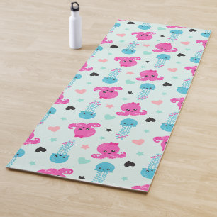 Meerestiere, Meeresleben, Oktopus, Quallen, Herzen Yogamatte