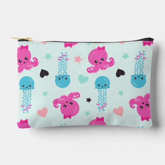 Meerestiere, Meeresleben, Oktopus, Quallen, Herzen Zubehörtasche (Vorderseite)