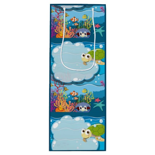 Meerestiere Meeresschildkröten Geschenktüte Für Weinflaschen (Vorderseite)