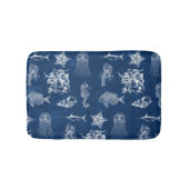 Meerestiere mit blauer Wasserfarbe Badematte (Vorderseite)