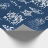 Meerestiere mit blauer Wasserfarbe Geschenkpapier (Ecke)