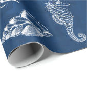 Meerestiere mit blauer Wasserfarbe Geschenkpapier (Rolleneckpunkt)