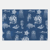 Meerestiere mit blauer Wasserfarbe Geschenkpapier Set (Vorderseite 3)