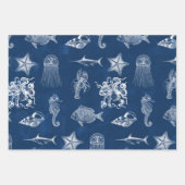 Meerestiere mit blauer Wasserfarbe Geschenkpapier Set (Vorderseite 2)