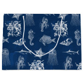 Meerestiere mit blauer Wasserfarbe Große Geschenktüte (Vorderseite)