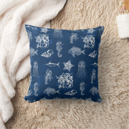 Meerestiere mit blauer Wasserfarbe Kissen