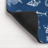 Meerestiere mit blauer Wasserfarbe Mousepad (Ecke)