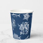 Meerestiere mit blauer Wasserfarbe Pappbecher (Rückseite)