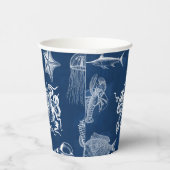 Meerestiere mit blauer Wasserfarbe Pappbecher (Rechts)