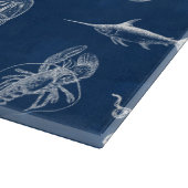 Meerestiere mit blauer Wasserfarbe Schneidebrett (Ecke)