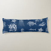 Meerestiere mit blauer Wasserfarbe Seitenschläferkissen (Rückseite)