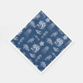 Meerestiere mit blauer Wasserfarbe Serviette (Ecke)