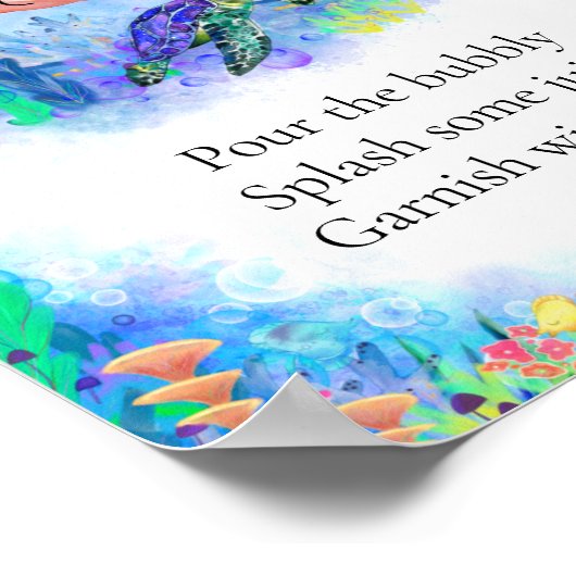 Meerestiere Momosa Bar Drink Zeichen Poster (Ecke)