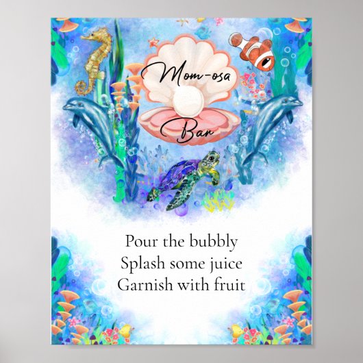 Meerestiere Momosa Bar Drink Zeichen Poster (Vorne)