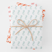 Meerestiere Muster Hummerkrabbe Seepferd niedlich Geschenkpapier Set (Beispiel)