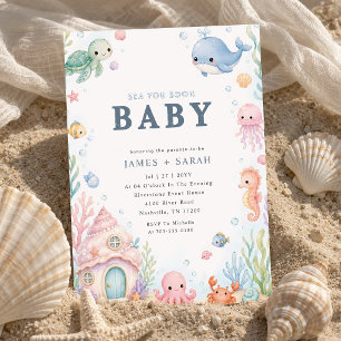 Meerestiere Ozean Tiere Baby Shower Einladung