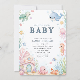 Meerestiere Ozean Tiere Baby Shower Einladung