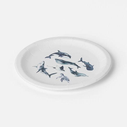 Meerestiere Pappteller (Schrägansicht)