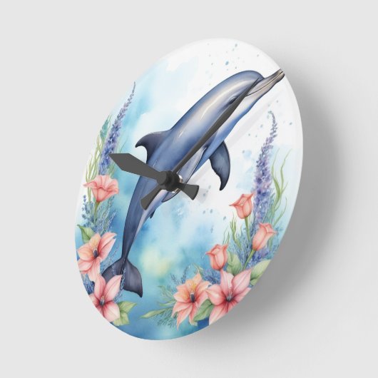 Meerestiere Runde Wanduhr (Winkel)