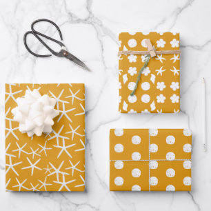 Meerestiere Sanddollars Seesterne Muscheln Geschenkpapier Set