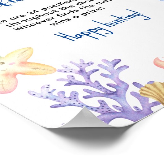 Meerestiere - Schnuller Jagd Kinderdusche Poster (Ecke)