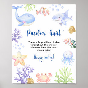 Meerestiere - Schnuller Jagd Kinderdusche Poster