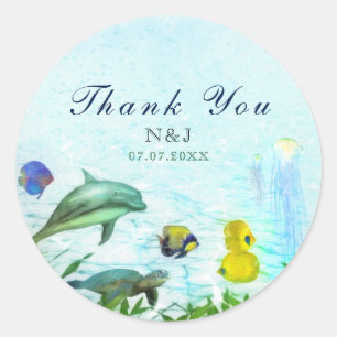 Meerestiere Strand Aquarell Party Favor Runder Aufkleber