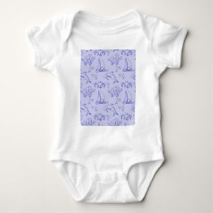 Meerestiere und Segelboote mit einer einzigen zeic Baby Strampler