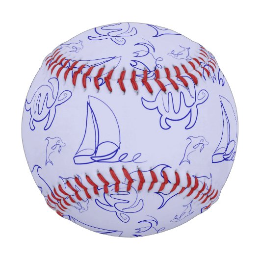 Meerestiere und Segelboote mit einer einzigen zeic Baseball (Vorderseite)