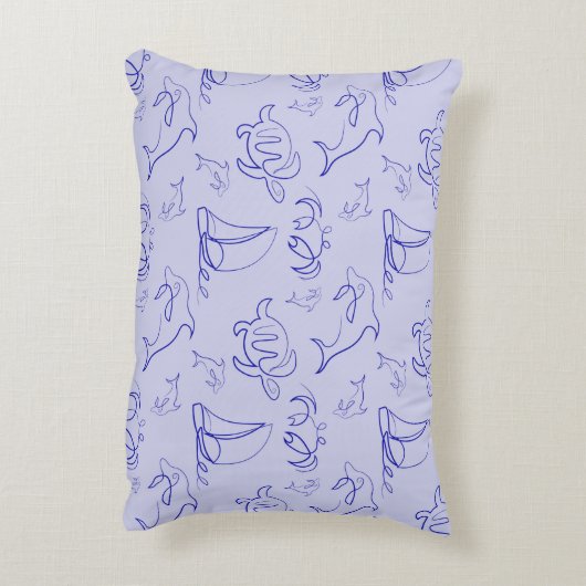 Meerestiere und Segelboote mit einer einzigen zeic Dekokissen (Rückseite(Vertikal))