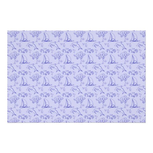 Meerestiere und Segelboote mit einer einzigen zeic Fotodruck (Vorne)