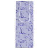 Meerestiere und Segelboote mit einer einzigen zeic Geschenktüte Für Weinflaschen (Vorderseite)