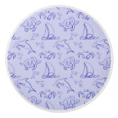 Meerestiere und Segelboote mit einer einzigen zeic Keramikknauf (Vorderseite)