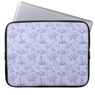 Meerestiere und Segelboote mit einer einzigen zeic Laptopschutzhülle