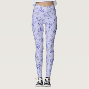 Meerestiere und Segelboote mit einer einzigen zeic Leggings