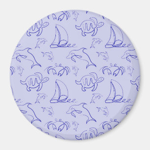 Meerestiere und Segelboote mit einer einzigen zeic Magnet