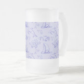 Meerestiere und Segelboote mit einer einzigen zeic Mattglas Bierglas (VorderseiteRechts)