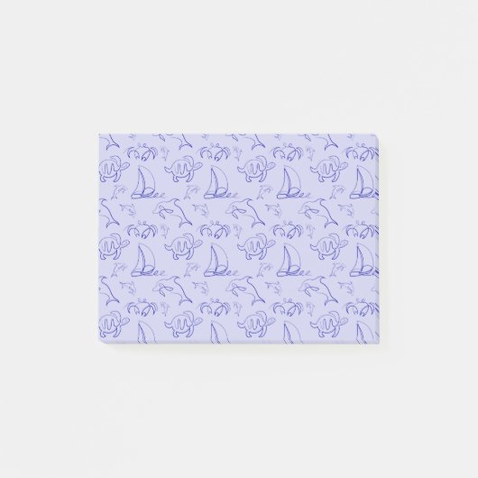 Meerestiere und Segelboote mit einer einzigen zeic Post-it Klebezettel (Vorderseite)