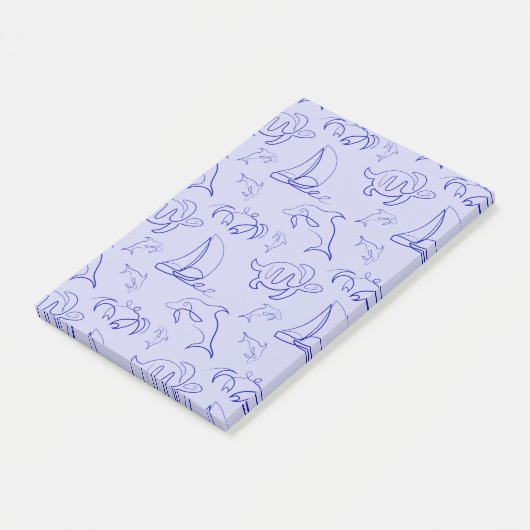 Meerestiere und Segelboote mit einer einzigen zeic Post-it Klebezettel (angewinkelt)