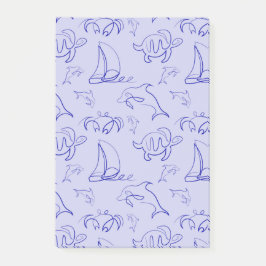 Meerestiere und Segelboote mit einer einzigen zeic Post-it Klebezettel