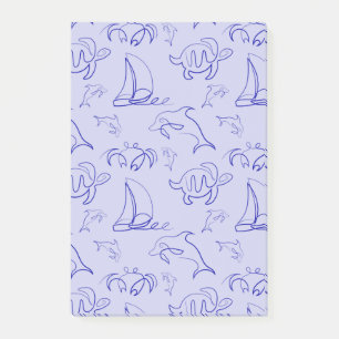 Meerestiere und Segelboote mit einer einzigen zeic Post-it Klebezettel