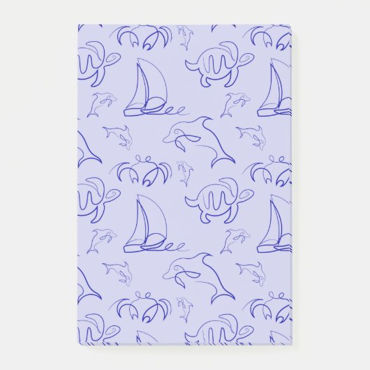 Meerestiere und Segelboote mit einer einzigen zeic Post-it Klebezettel (Vorderseite)