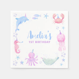 Meerestiere unter dem Kindergeburtstag Serviette